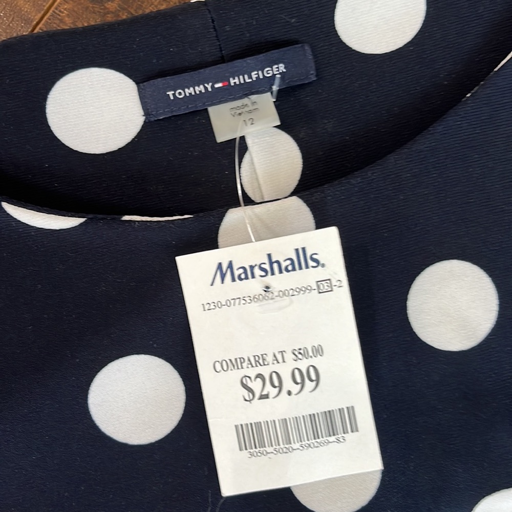 NewTommy Hilfiger navy dress with peek abo shoulders - Picture 2 of 3
